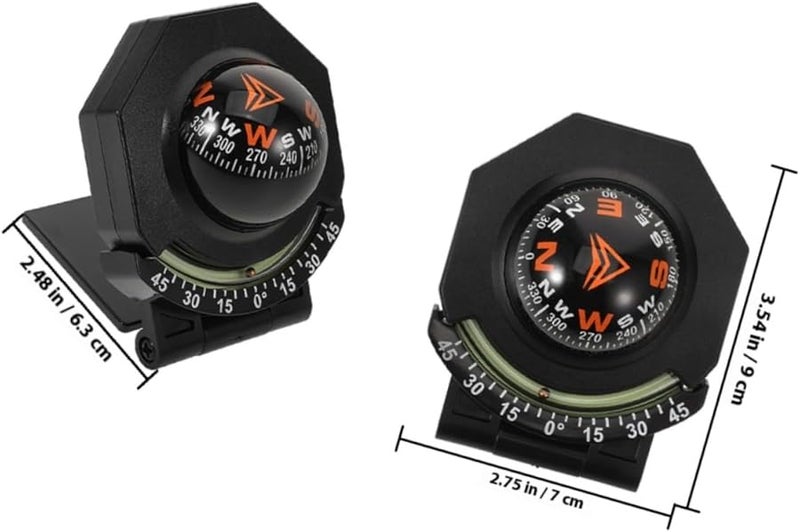 HIAKDOFT 2 قطعة بوصلة سيارة مع مقياس الميل تركيب لوحة القيادة ملاحة سيارات عالية الدقة - Image 2